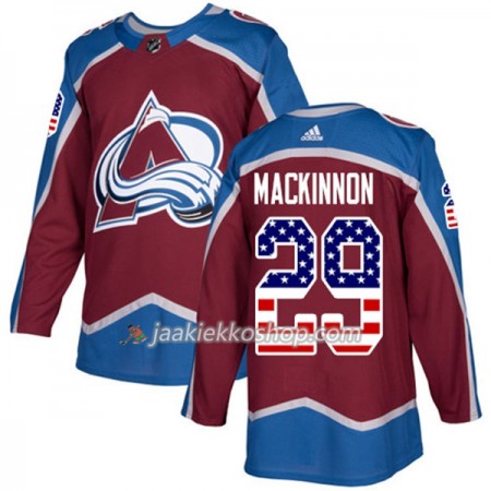 Miehille NHL Colorado Avalanche Pelipaita Nathan MacKinnon 29 Adidas 2017-2018 Burgundy Punainen USA Flag Fashion Authentic